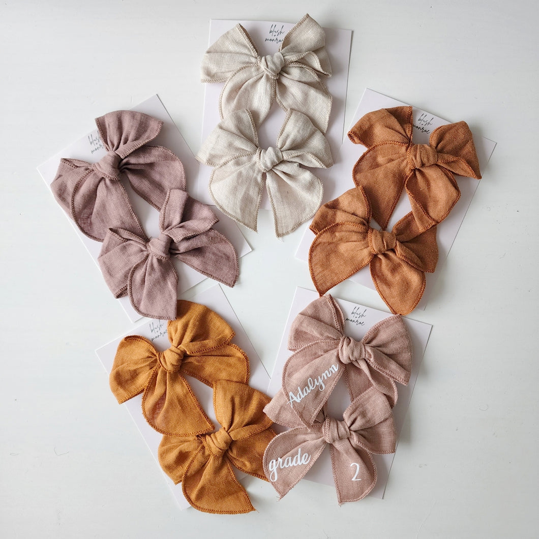 Sailor Linen Bow Set- Fall Neutrals
