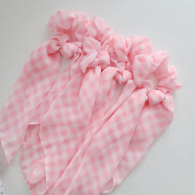 Load image into Gallery viewer, Pink Gingham knot Scrunchie
