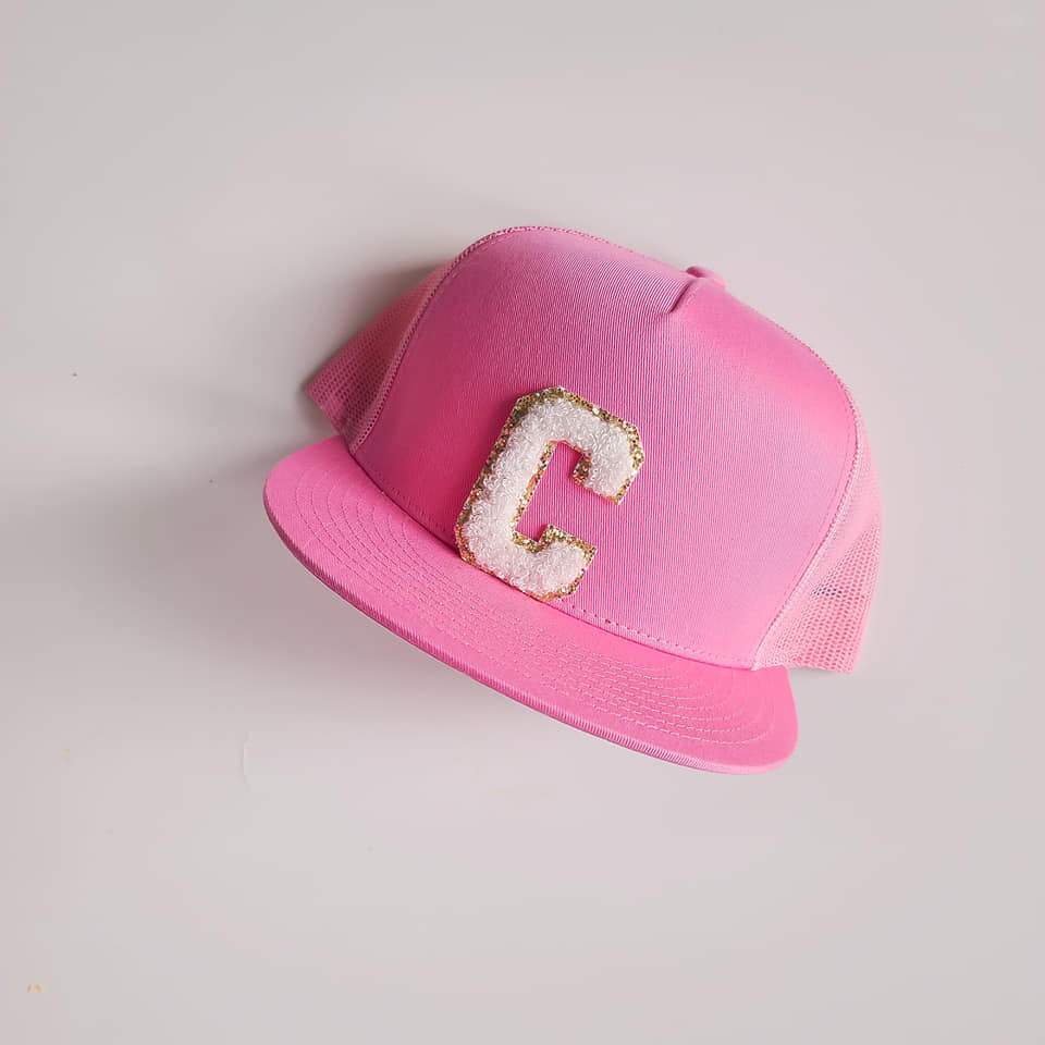 Chenille Patch Trucker hat- HOT PINK
