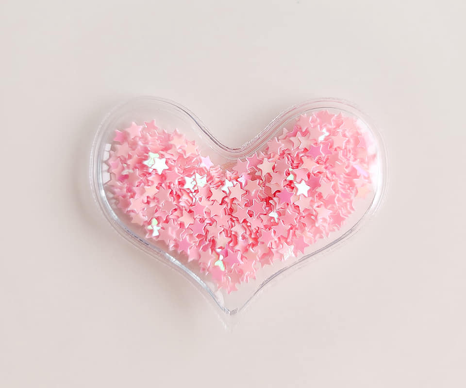 Heart Confetti Hair Clip-Pink